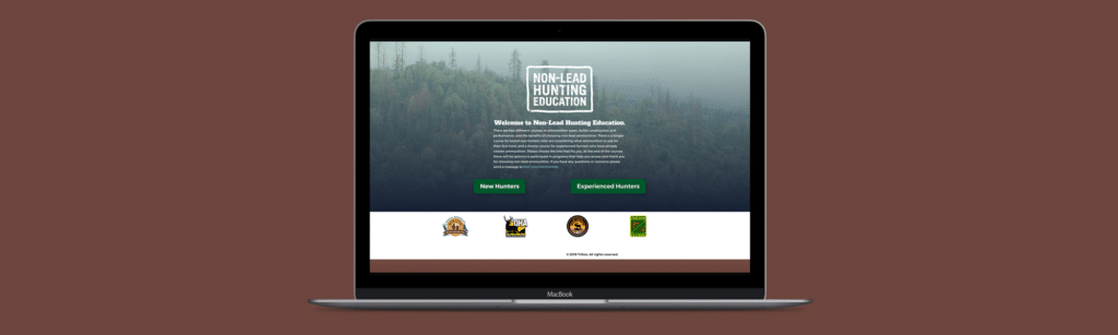 Laptop showing the Non-Lead Hunting Education website on screen
