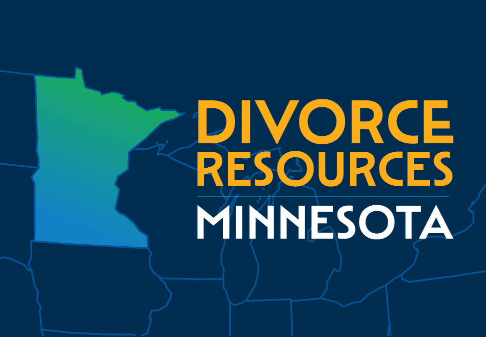 Map of Minnesota highlighted with text reading ‘Divorce Resources Minnesota’