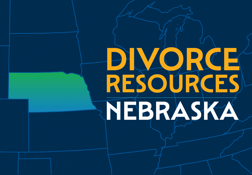 Map of Nebraska highlighted with text reading ‘Divorce Resources Nebraska’
